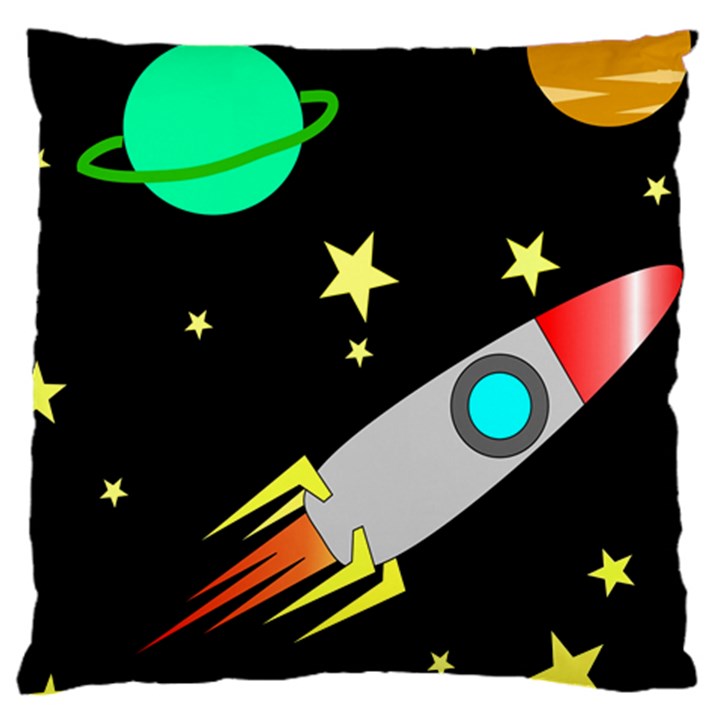 Planet Rocket Space Stars Large Cushion Case (One Side)