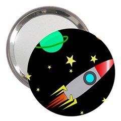 Planet Rocket Space Stars 3  Handbag Mirrors