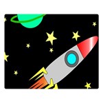 Planet Rocket Space Stars Two Sides Premium Plush Fleece Blanket (Large) 80 x60  Blanket Front