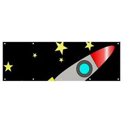 Planet Rocket Space Stars Banner And Sign 12  X 4  by Ravend