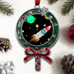 Planet Rocket Space Stars Metal X mas Lollipop With Crystal Ornament by Ravend