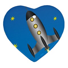 Rocket Spaceship Space Travel Nasa Ornament (heart) by Ravend