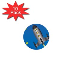 Rocket Spaceship Space Travel Nasa 1  Mini Buttons (10 Pack)  by Ravend