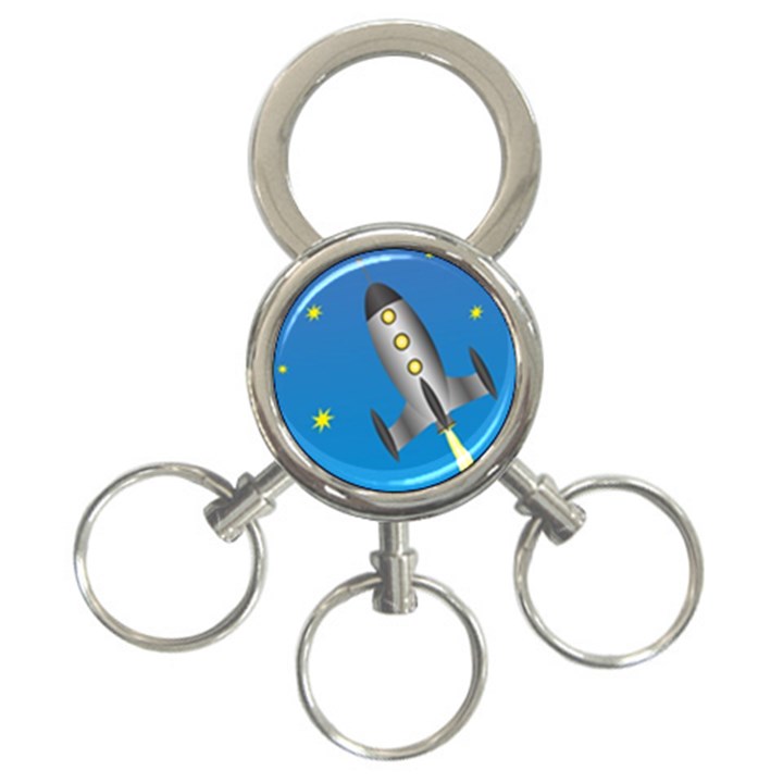 Rocket Spaceship Space Travel Nasa 3-Ring Key Chain