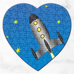 Rocket Spaceship Space Travel Nasa Jigsaw Puzzle (heart) by Ravend