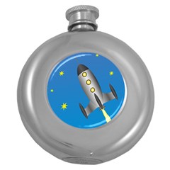 Rocket Spaceship Space Travel Nasa Round Hip Flask (5 Oz)