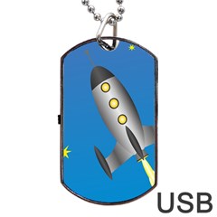 Rocket Spaceship Space Travel Nasa Dog Tag Usb Flash (one Side) by Ravend