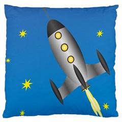 Rocket Spaceship Space Travel Nasa Large Cushion Case (one Side) by Ravend