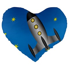 Rocket Spaceship Space Travel Nasa Large 19  Premium Heart Shape Cushions by Ravend