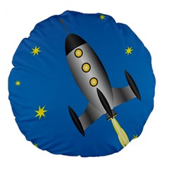 Rocket Spaceship Space Travel Nasa Large 18  Premium Flano Round Cushions by Ravend