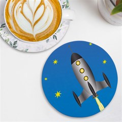 Rocket Spaceship Space Travel Nasa Uv Print Round Tile Coaster by Ravend