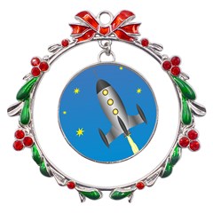 Rocket Spaceship Space Travel Nasa Metal X mas Wreath Ribbon Ornament by Ravend