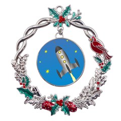 Rocket Spaceship Space Travel Nasa Metal X mas Wreath Holly Leaf Ornament by Ravend