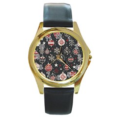 Christmas Decoration Winter Xmas Round Gold Metal Watch