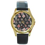 Christmas Decoration Winter Xmas Round Gold Metal Watch Front