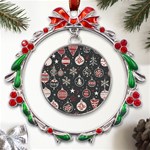 Christmas Decoration Winter Xmas Metal X mas Wreath Ribbon Ornament Front