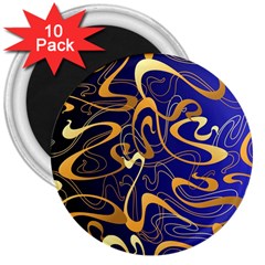 Squiggly Lines Blue Ombre 3  Magnets (10 Pack)  by Ravend