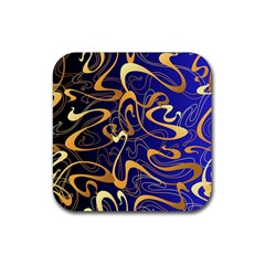 Squiggly Lines Blue Ombre Rubber Coaster (square) by Ravend