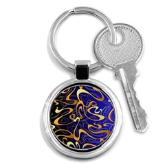 Squiggly Lines Blue Ombre Key Chain (round) by Ravend