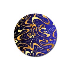 Squiggly Lines Blue Ombre Magnet 3  (round) by Ravend