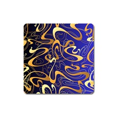 Squiggly Lines Blue Ombre Square Magnet by Ravend