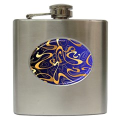 Squiggly Lines Blue Ombre Hip Flask (6 Oz) by Ravend