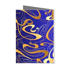 Squiggly Lines Blue Ombre Mini Greeting Cards (pkg Of 8) by Ravend