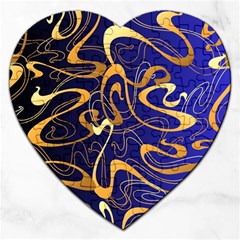 Squiggly Lines Blue Ombre Jigsaw Puzzle (heart) by Ravend