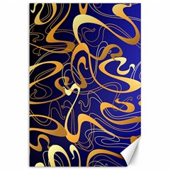 Squiggly Lines Blue Ombre Canvas 12  X 18  by Ravend