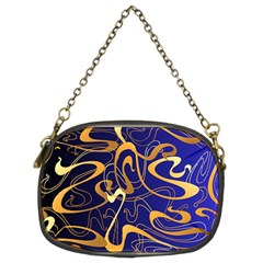 Squiggly Lines Blue Ombre Chain Purse (two Sides) by Ravend