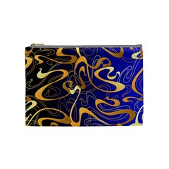 Squiggly Lines Blue Ombre Cosmetic Bag (medium) by Ravend