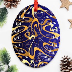 Squiggly Lines Blue Ombre Ornament (oval Filigree)