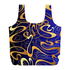 Squiggly Lines Blue Ombre Full Print Recycle Bag (l) by Ravend