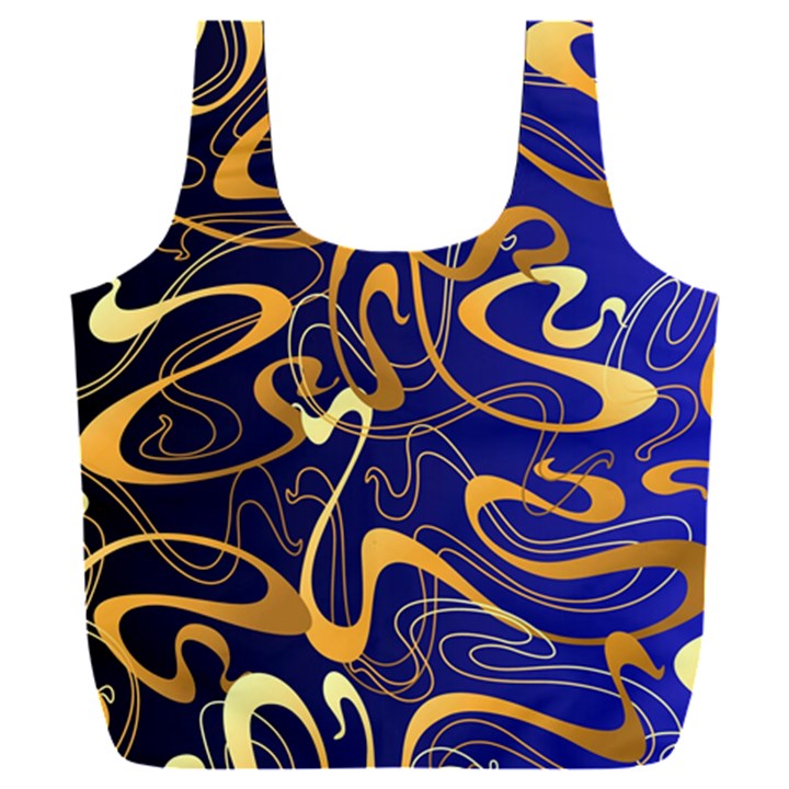 Squiggly Lines Blue Ombre Full Print Recycle Bag (XXL)