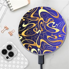 Squiggly Lines Blue Ombre Wireless Fast Charger(white) by Ravend