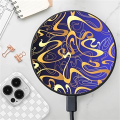 Squiggly Lines Blue Ombre Wireless Fast Charger(black) by Ravend