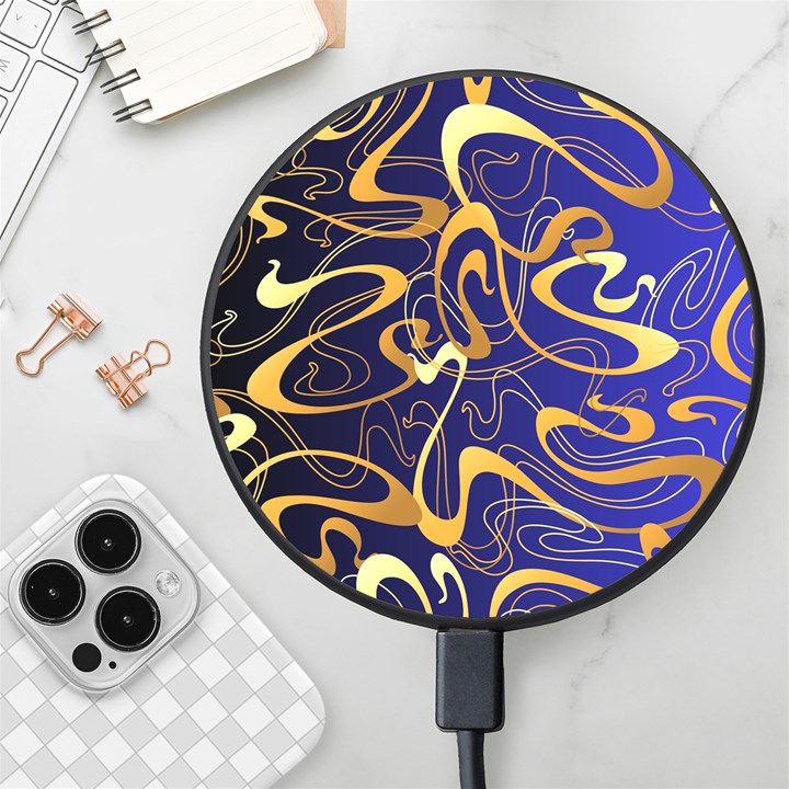 Squiggly Lines Blue Ombre Wireless Fast Charger(Black)