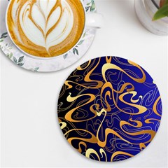 Squiggly Lines Blue Ombre Uv Print Round Tile Coaster by Ravend