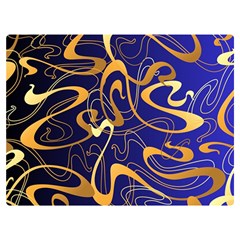 Squiggly Lines Blue Ombre Two Sides Premium Plush Fleece Blanket (extra Small) by Ravend