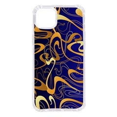 Squiggly Lines Blue Ombre Iphone 14 Plus Tpu Uv Print Case by Ravend