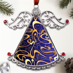 Squiggly Lines Blue Ombre Metal Angel With Crystal Ornament by Ravend