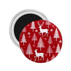 Christmas Tree Deer Pattern Red 2.25  Magnets