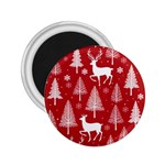 Christmas Tree Deer Pattern Red 2.25  Magnets Front