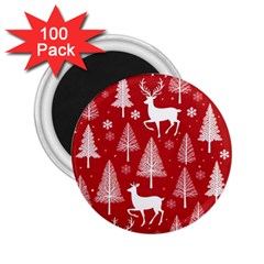 Christmas Tree Deer Pattern Red 2 25  Magnets (100 Pack)  by Ravend