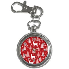 Christmas Tree Deer Pattern Red Key Chain Watches by Ravend