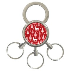 Christmas Tree Deer Pattern Red 3-Ring Key Chain