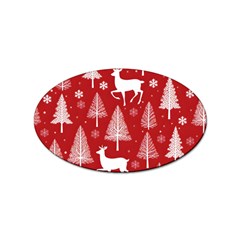 Christmas Tree Deer Pattern Red Sticker (oval) by Ravend