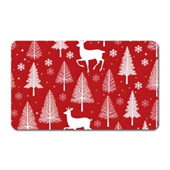 Christmas Tree Deer Pattern Red Magnet (rectangular) by Ravend