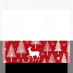 Christmas Tree Deer Pattern Red Rectangular Jigsaw Puzzl