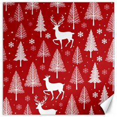 Christmas Tree Deer Pattern Red Canvas 12  X 12  by Ravend